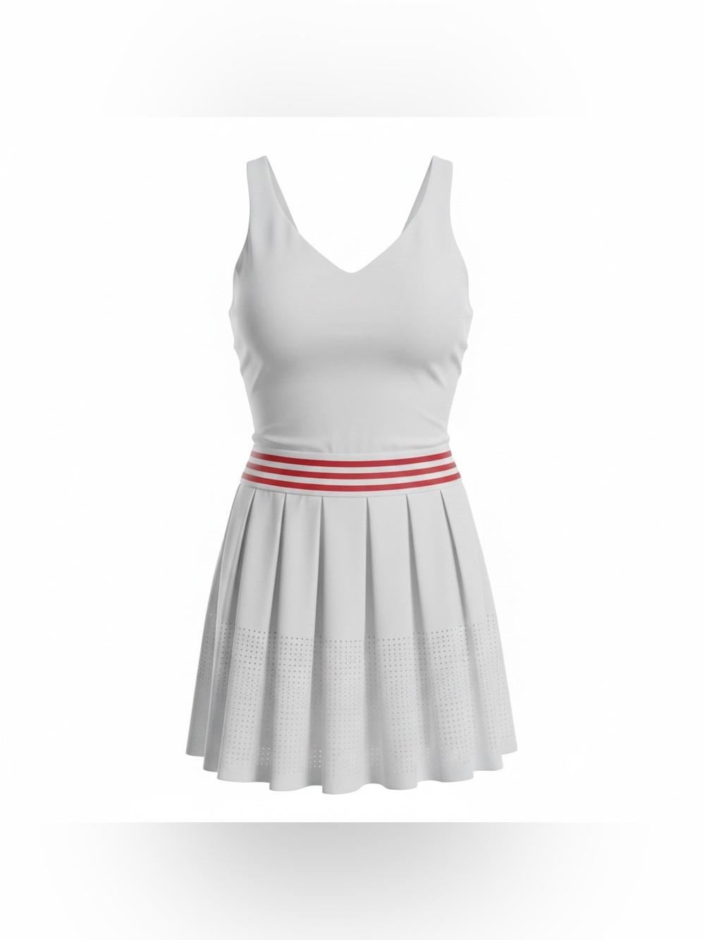 Avia Womens Tennis Dress L 12-14 White Red Striped Pleated Mini Skort